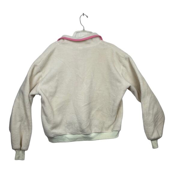 Woolrich womens xl vintage 90s fleece t snap pullover sweatshirt white pink - Picture 4 of 11